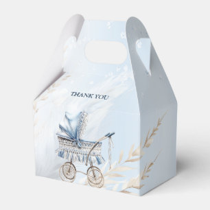 Cute Stroller Blue Floral Beautiful Party Favour Box