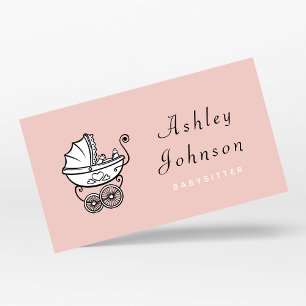 Cute Stroller Pretty Chic Babysitter Nanny Sweet Business Card
