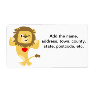 Cute Strong Cartoon Lion Heart Shipping Label