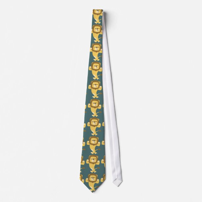 Cute Strong Cartoon Lion Tie (Front)