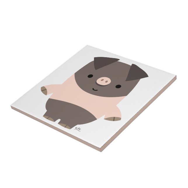 Cute Strong Cartoon Pig Tile (Side)