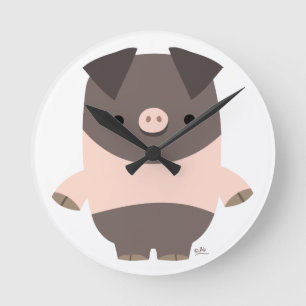 Cute Strong Cartoon Pig Wall Clock