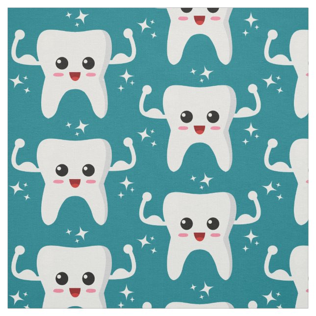 Cute Strong Teeth Pattern Fabric (Swatch)