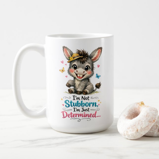 Cute Stubborn Mule  Coffee Mug (With Donut)