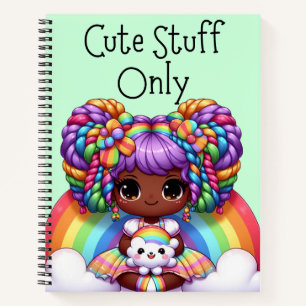 Cute Stuff Only – Green Kawaii Rainbow Notebook