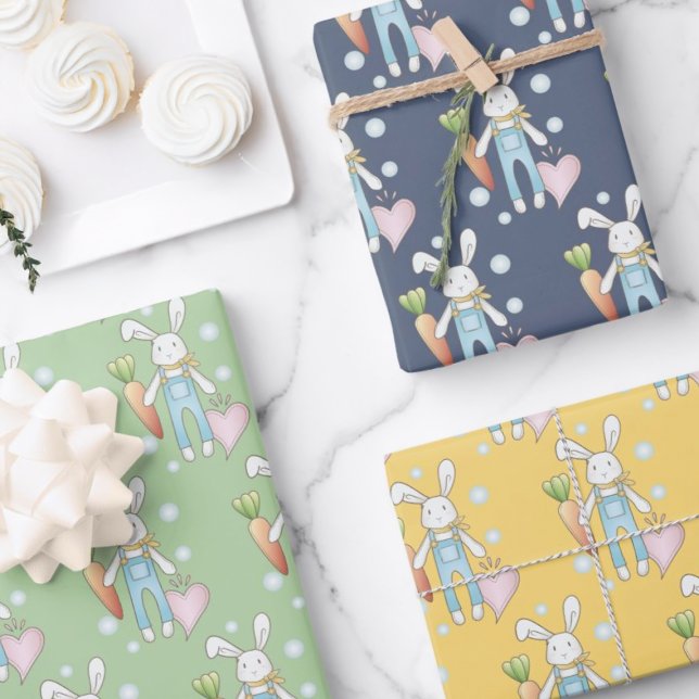 Cute Stuffed Animal Bunny Custom Wrapping Paper Sheet (Creator Uploaded)