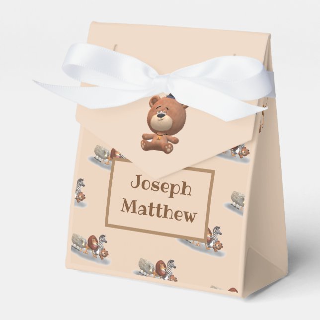 Cute Stuffed Animal Themed  Favour Box (Front Side)