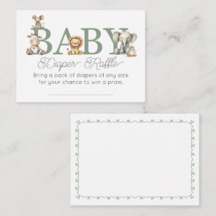 Cute Stuffed Animals Baby Shower Diaper Raffle Enclosure Card