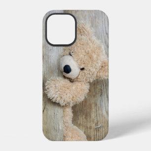 Cute Stuffed Bear Rustic Wooden Wall iPhone 12 Case