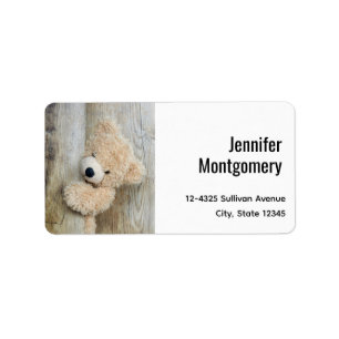  Cute Stuffed Bear Rustic Wooden Wall Label