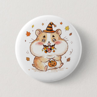 Cute Stuffed Cheeks Halloween Hamster Trick or Tre 6 Cm Round Badge