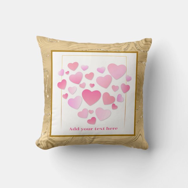 Cute Style Pink Hearts Romantic Valentine's Day Cushion (Front)