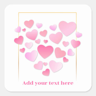 Cute Style Pink Hearts Romantic Valentine's Day Square Sticker