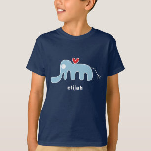 Cute Stylised Cartoon Blue Elephant Kid Children T-Shirt