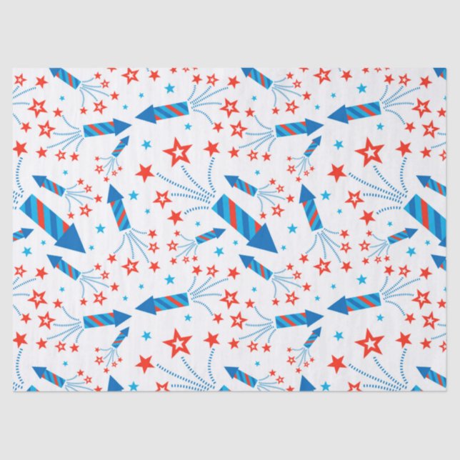 Cute Stylised Fireworks Freedom Pattern Tissue Paper (Front)