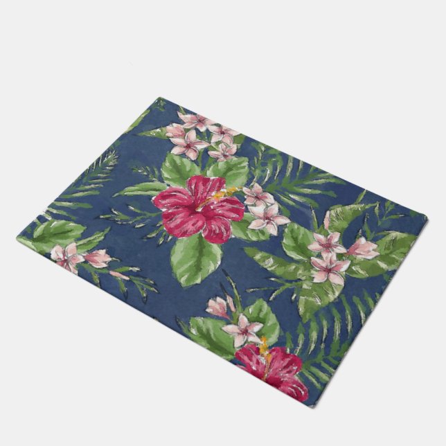 Cute Stylish Colours Tropical Hawaii Floral Doormat (Angled)