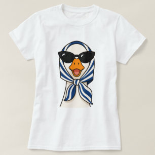 Cute Stylish Duck Wearing Sunglasses and Sailor Sc T-Shirt