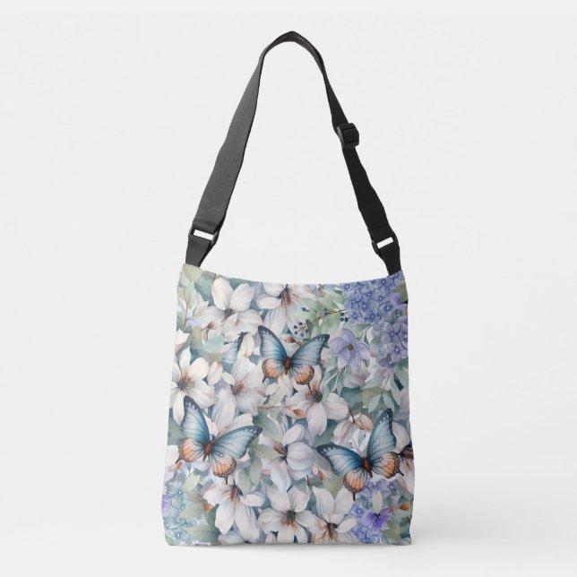 Cute Stylish & Elegant Floral Butterflies  Crossbody Bag (Front)