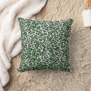 Cute Stylish Elegant Green Leopard Animal Print Cushion