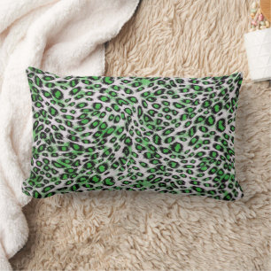 Cute Stylish Elegant Green Leopard Animal Print  Lumbar Cushion