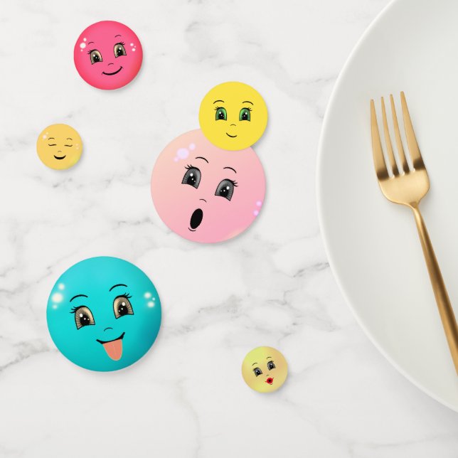 Cute Stylish Emoji Happy Faces Party Confetti (Group)
