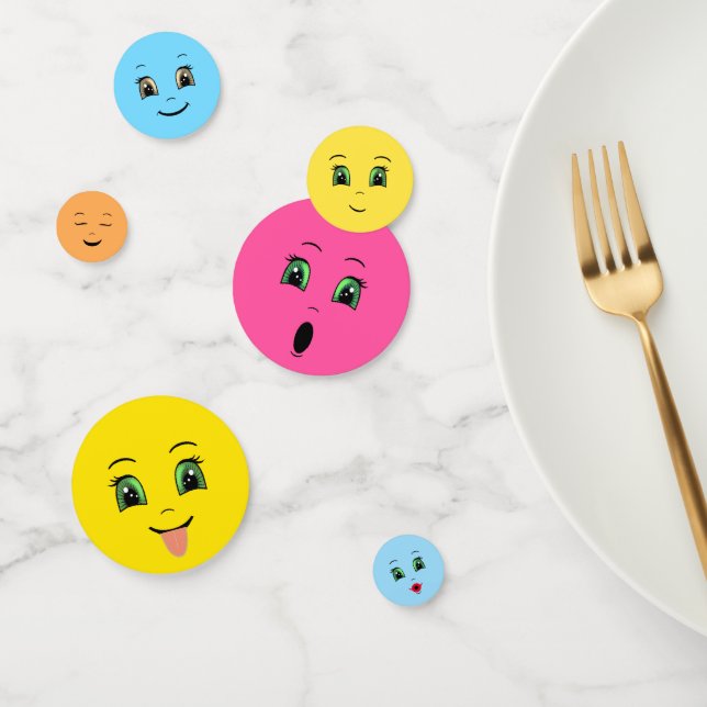 Cute Stylish Emoji Happy Faces Party Confetti (Group)