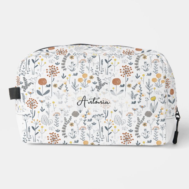 Cute Stylish Floral Cometic Pencil Case Versatile Dopp Kit (Front)