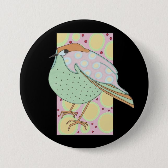 Cute Stylish Framed Pastel Songbird 7.5 Cm Round Badge (Front)