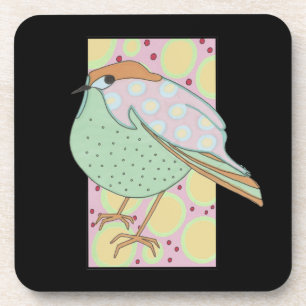 Cute Stylish Framed Pastel Songbird Coaster