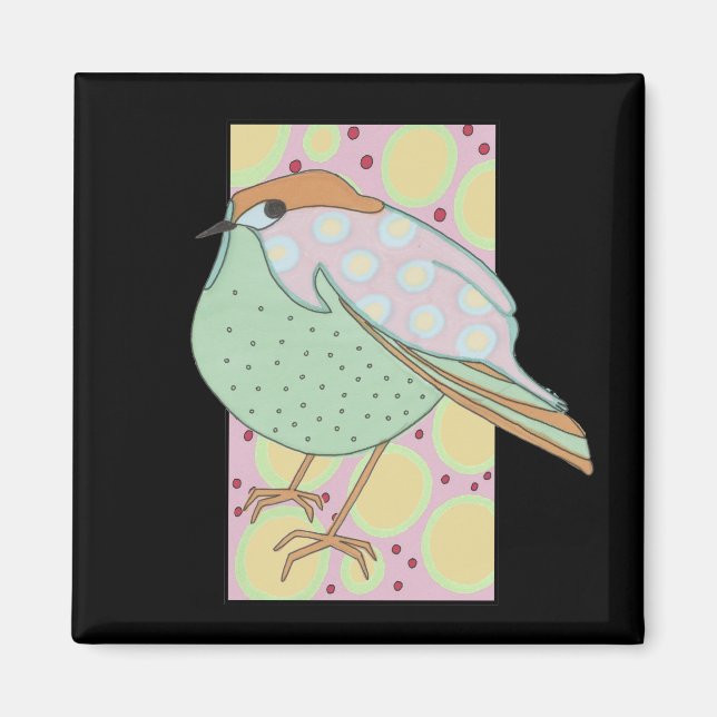 Cute Stylish Framed Pastel Songbird Magnet (Front)