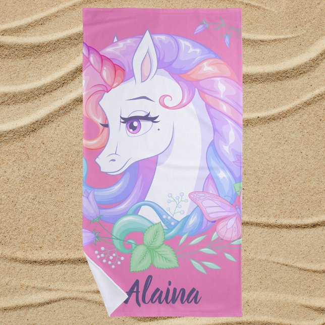 Cute Stylish Girly Unicorn Beach Towel (Creator Uploaded)