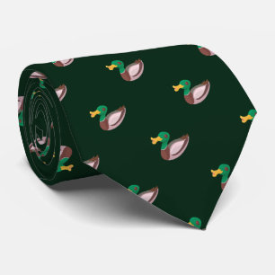 Cute Stylish Green Wild Duck Seamless Pattern Tie