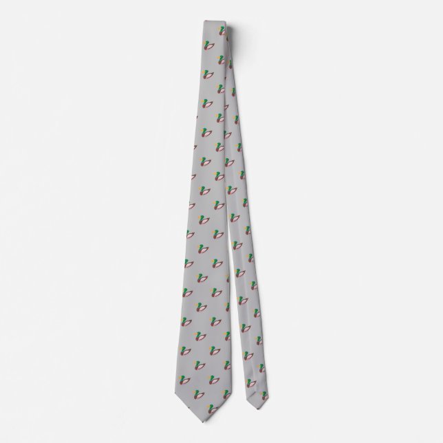 Cute Stylish Grey Wild Duck Seamless Pattern Tie (Front)
