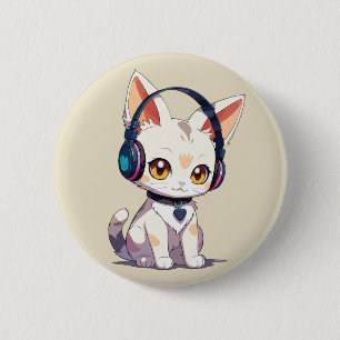 Cute Stylish Kitty 6 Cm Round Badge