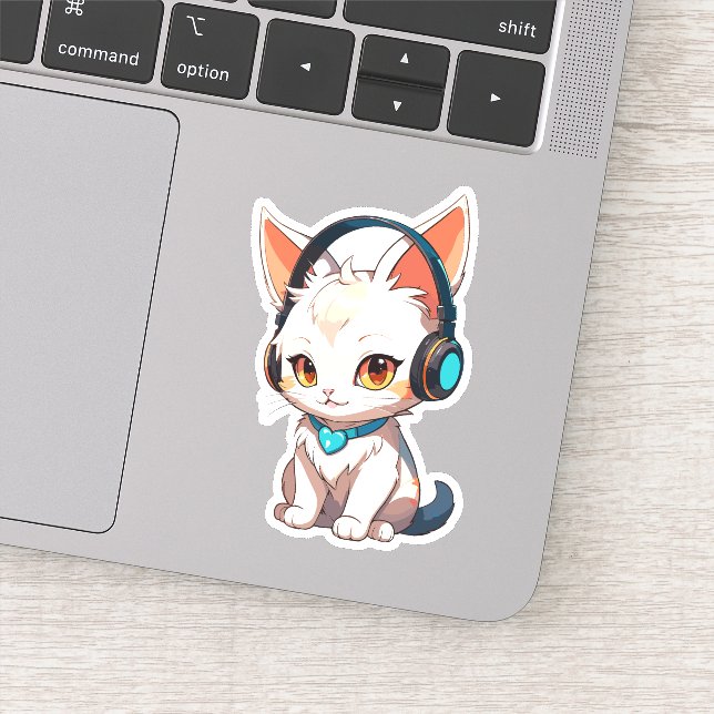 Cute Stylish Kitty in Headphones (Detail)