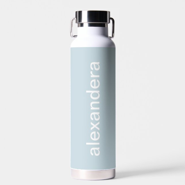 Cute Stylish Light Blue Name  Water Bottle (Front)