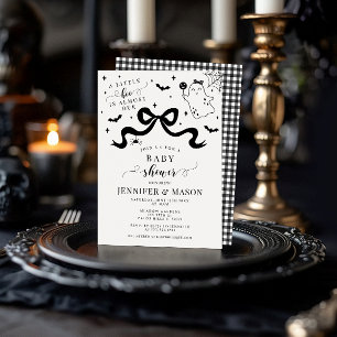 Cute Stylish Little Boo Ghost Bow Baby Girl Shower Invitation
