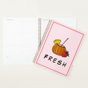 Cute Stylish Modern Coctail Strawberry Pink Planner