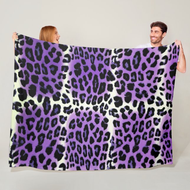 Cute Stylish Purple Leopard Animal Print Fleece Blanket (In Situ)
