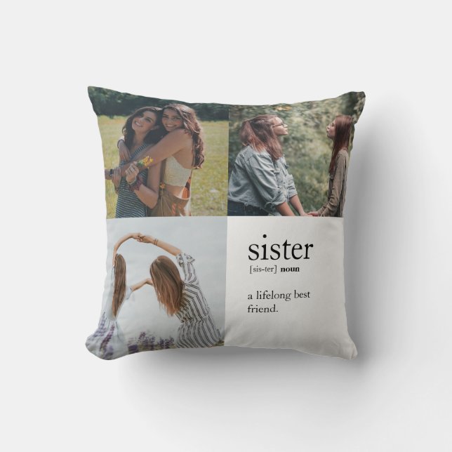 Cute Stylish Sister Best Friend Photo Collage Cushion (Front)