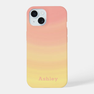 Cute Stylish Trendy Pink and Yellow Girly iPhone 15 Case