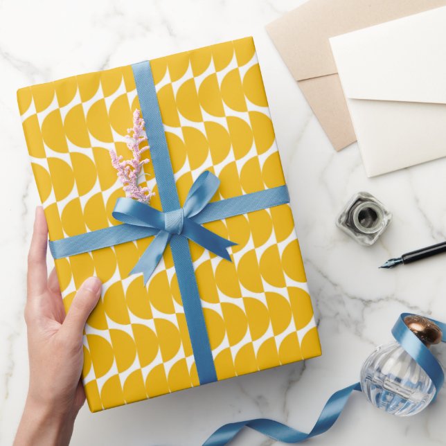 Cute Stylish Yellow Geometric Shapes Modern Chic Wrapping Paper (Gifting)