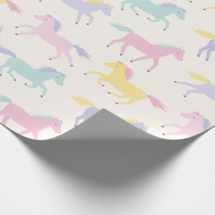 Cute stylized pastel Horses pattern on cream Wrapping Paper