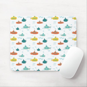 Cute Submarine Nautical Deep Sea Fish Kids Mouse Pad