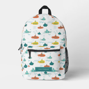 Cute Submarine Nautical Deep Sea Fish Kids Printed Backpack