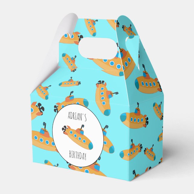 Cute Submarine Pattern Kid's Birthday Party Favour Box (Front Side)