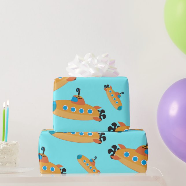 Cute Submarine Pattern Kids Party Wrapping Paper (Party Gifts)