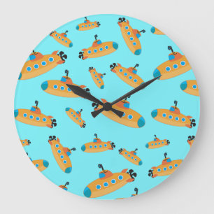Cute Submarine Pattern Large Clock