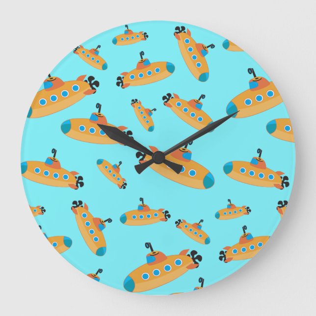 Cute Submarine Pattern Large Clock (Front)
