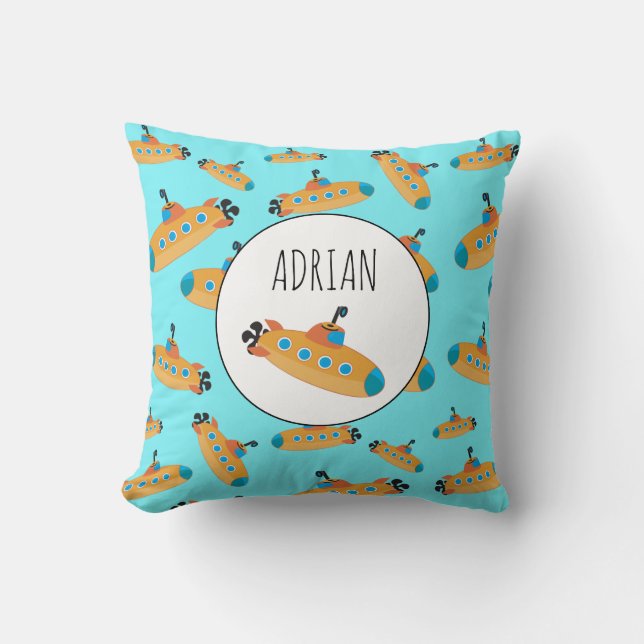 Cute Submarine Pattern Nursery Kids Room Cushion (Front)